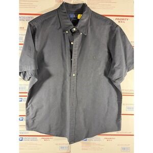Vintage Polo Ralph Lauren Mens 2XL Black Pony Button Down Short Sleeve